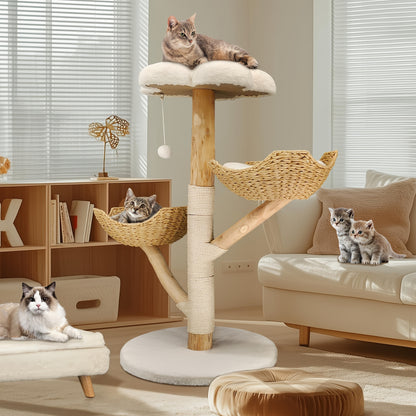 Krabpaal – Kattenkrabpaal – Kattenboom – Krabmeubel – Krabton – 111 cm Hoog – Stevige Basis 60 cm Diameter – Duurzaam Sisal en Hout