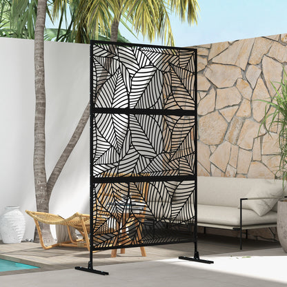Kamerscherm – Scheidingswand – Roomdivider – Tuinscherm – Paravent – Metaal – Zwart – 122x45x198 cm – Weerbestendig Epoxy