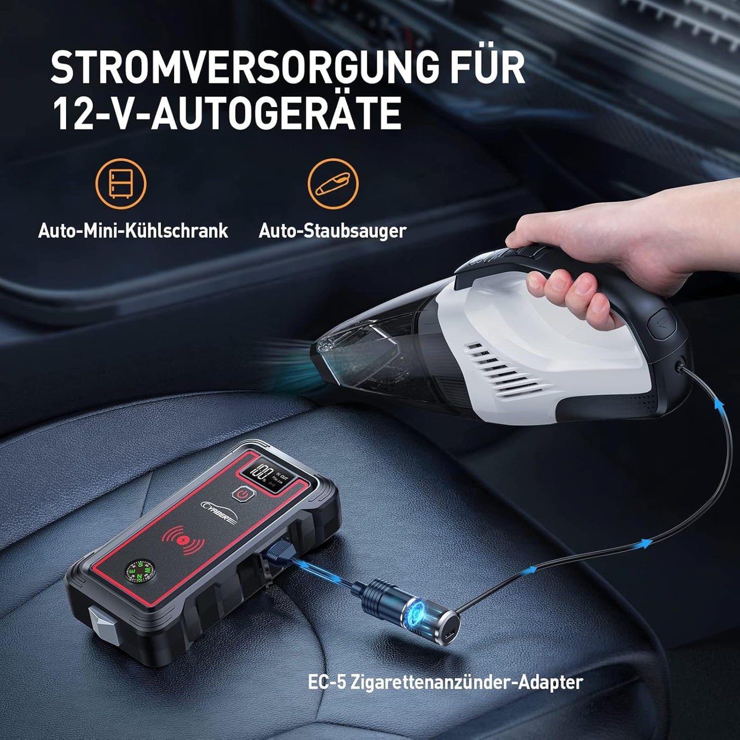 Starthulp Powerbank – Jumpstarter – Startbooster – Booster – Noodstarter – Voor 12V Auto, Motor, ATV En UTV – 5000 A Piekstroom – 23800 mAh Accu