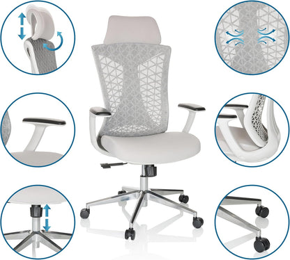 hjh OFFICE Professionele bureaustoel FALEO W stof/netstof Grijs