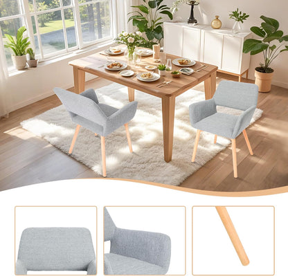CangLong Eetkamerstoel, set van 2 - Modern, Scandinavian, Dining Chairs - Comfortabel, Duurzaam, Elegant - Grijs, Wood, Fabric
