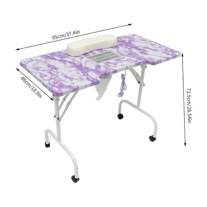Manicure Tafel – Nageltafel – Nagel Salon Tafel – Opvouwbare Nageltafel – Mobiele Manicuretafel – Met Stofafzuiging – Groot Werkoppervlak 95x48x72,5 cm – Draagbaar en Stevig