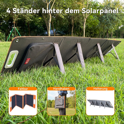 Zonnepaneel, opvouwbaar, 100 W, 18 V, flexibel zonnepaneel, camping, draagbaar, monokristallijn zonnepaneel, complete set met type C QC3.0 voor caravans, camping, balkon, tuinhuisjes