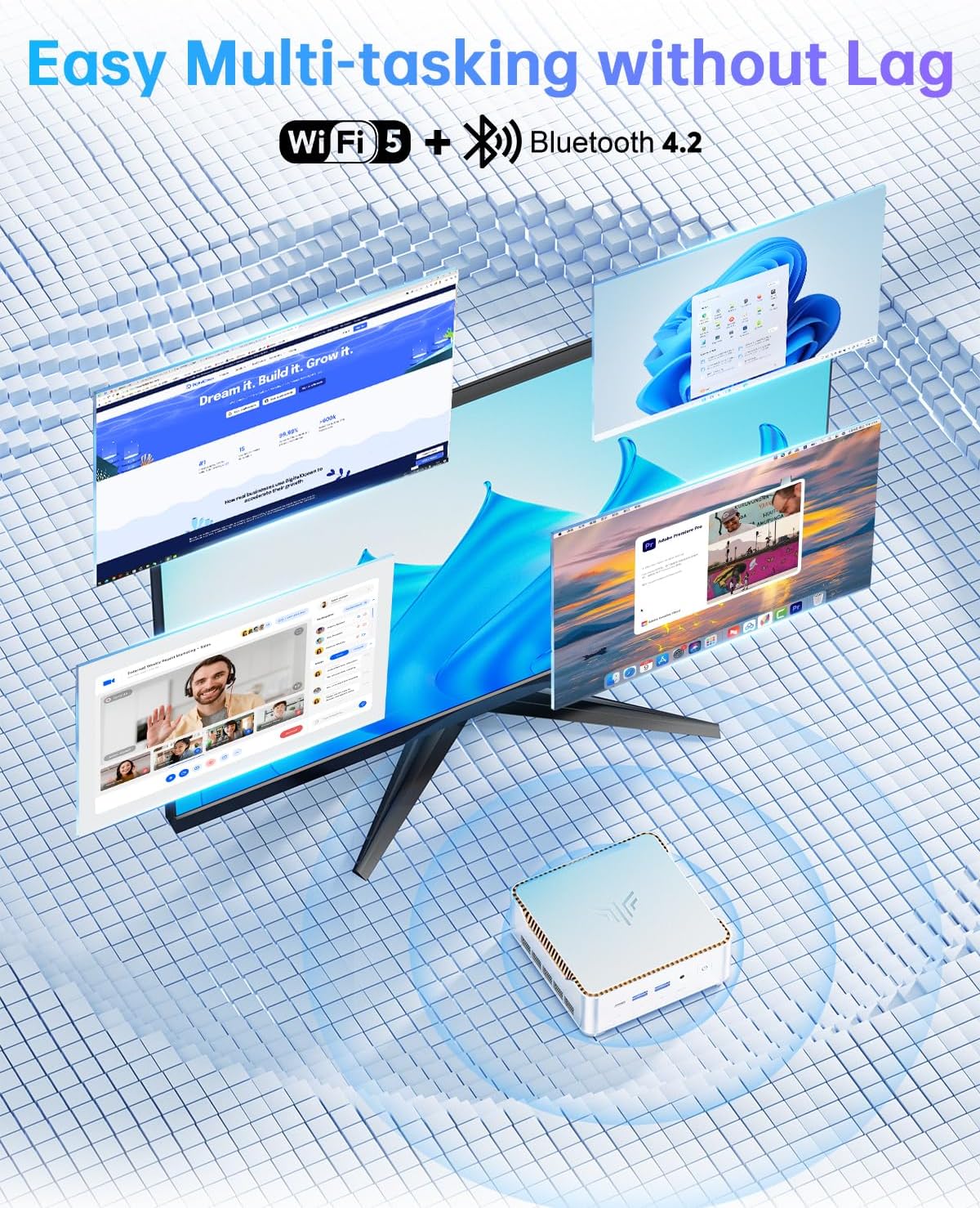 NiPoGi Pinova P2 Mini PC W-11 Pro ΑOD Ryzen 4300U (up to 3.70GHz) 16GB DDR4 512GB M.2 SSD, Mini Desktop Computer HDMI 2.0, DP, Type-C, 4K Triple Display Micro-PC with VESA for School/Office/Home - QUORE