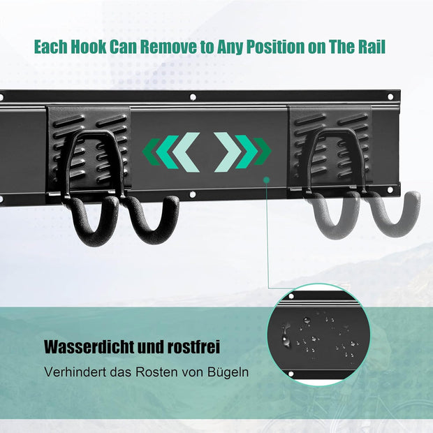 Gereedschapsrek - Gereedschapwand - Gereedschaphouder - Wandhouder - voor Tuingereedschap - Elektrisch Gereedschap - met 3 Paneele - 9 Haken - Veelzijdige Haakconfiguratie - Robuust - voor Garage - Tuin - 122 cm - Zwart