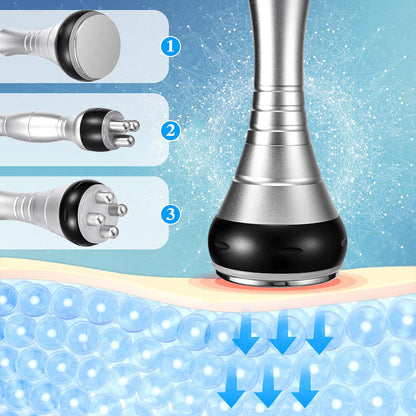 40K Afslankend Lichaam Machine – 3-In-1 Cavitatieapparaat – Ultrasoon Massageapparaat – RF Radiofrequentie Apparaat – Huidverstevigingsapparaat – 40K Ultrasone Technologie – 3 Opzetstukken En 4 Standen