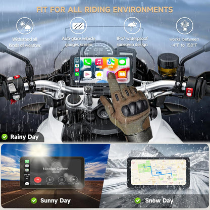 Motordisplay – Motorfiets Navigatiesysteem – Motor GPS – Motorfiets Screen – Motor Touchscreen – 6,25 Inch Helder Display – Volledig Waterdicht IP67