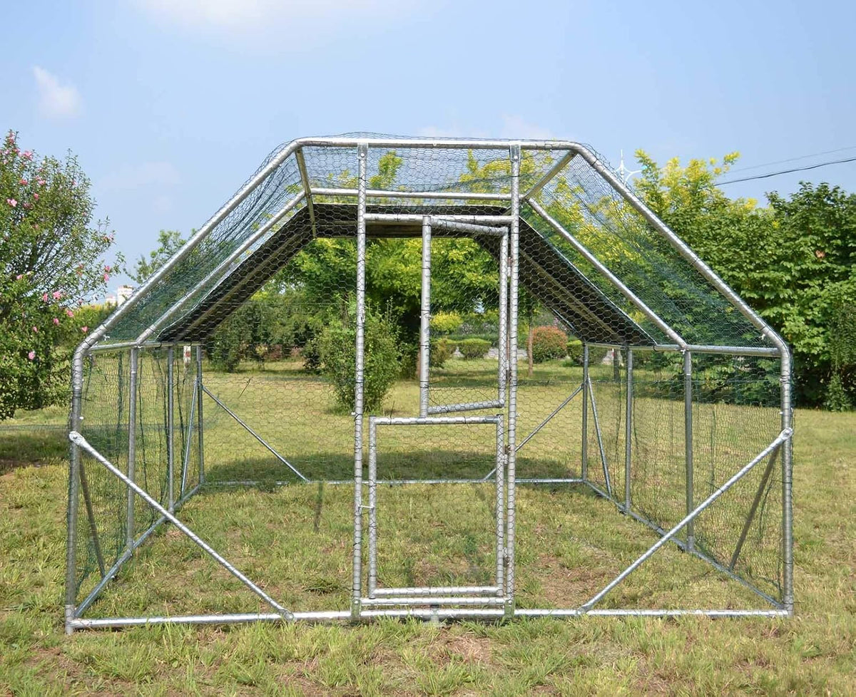 XXL Open Aviary for Pets 4x3x2m or Chicken Coop with Water Repellent Sun Hood and Door - QUORE