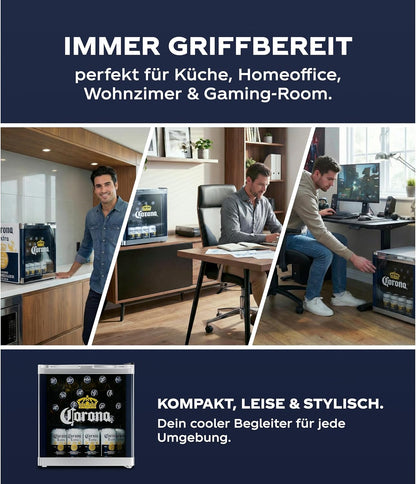Corona Koelkast – Drankkoeler – Flessenkoelkast – Bierkoelkast – Mini Koelkast – 48 Liter Inhoud – Glazen Deur Met 4 Verstelbare Legplanken