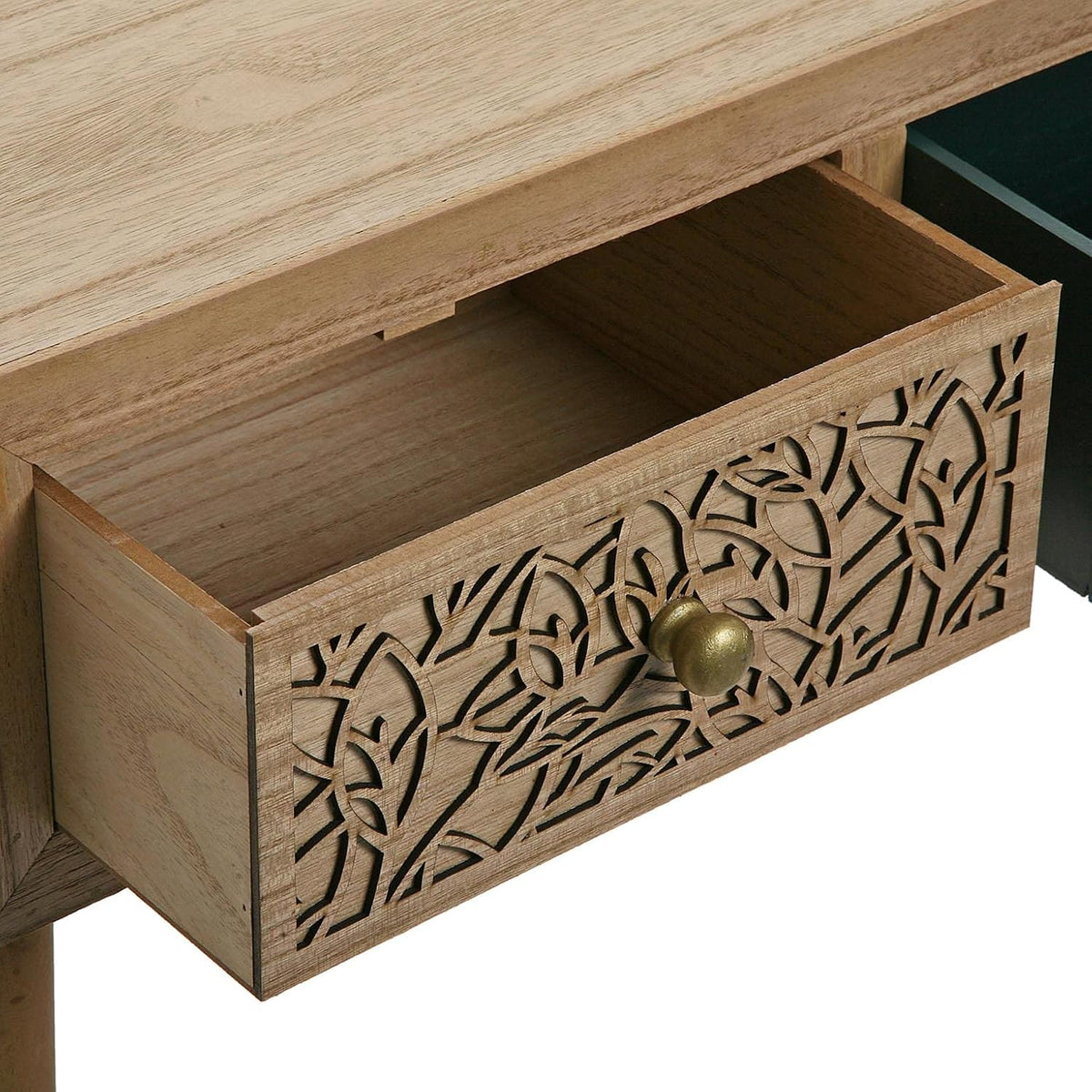 Versa Bridge Smalle hal of vestibule Entree hal meubilair, Console Tafel, met 3 lades, Afmetingen (H x B x H) 77 x 30 x 107 cm, Hout, Kleur Wit, Groen en Bruin