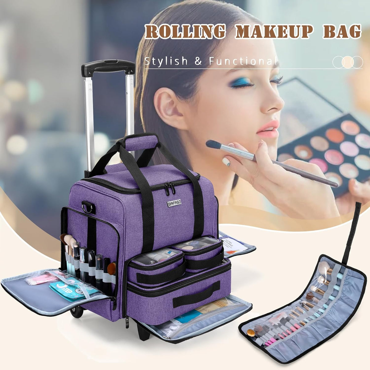 BAFASO Make-up trolley tas,, lila, 33 cm