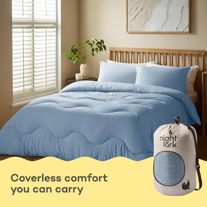 Night Lark - Coverless Dekbedovertrek - 10,5 TOG - Tweepersoons - Tufted Dot Collection - Luxe beddengoed - Hypoallergeen - Machine Wasbaar - Dusk Blue