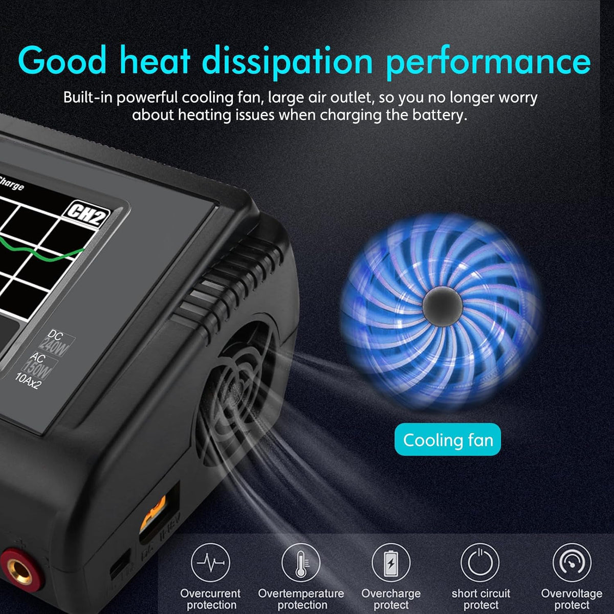 Batterijoplader – Acculader – LiPo Oplader – Balancer – Ontlader – Dual Kanaals – Touchscreen Display – 150W AC / 240W DC