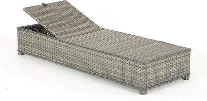 Portofino Outdoor Grey Adjustable Rattan Garden Sun Lounger - QUORE