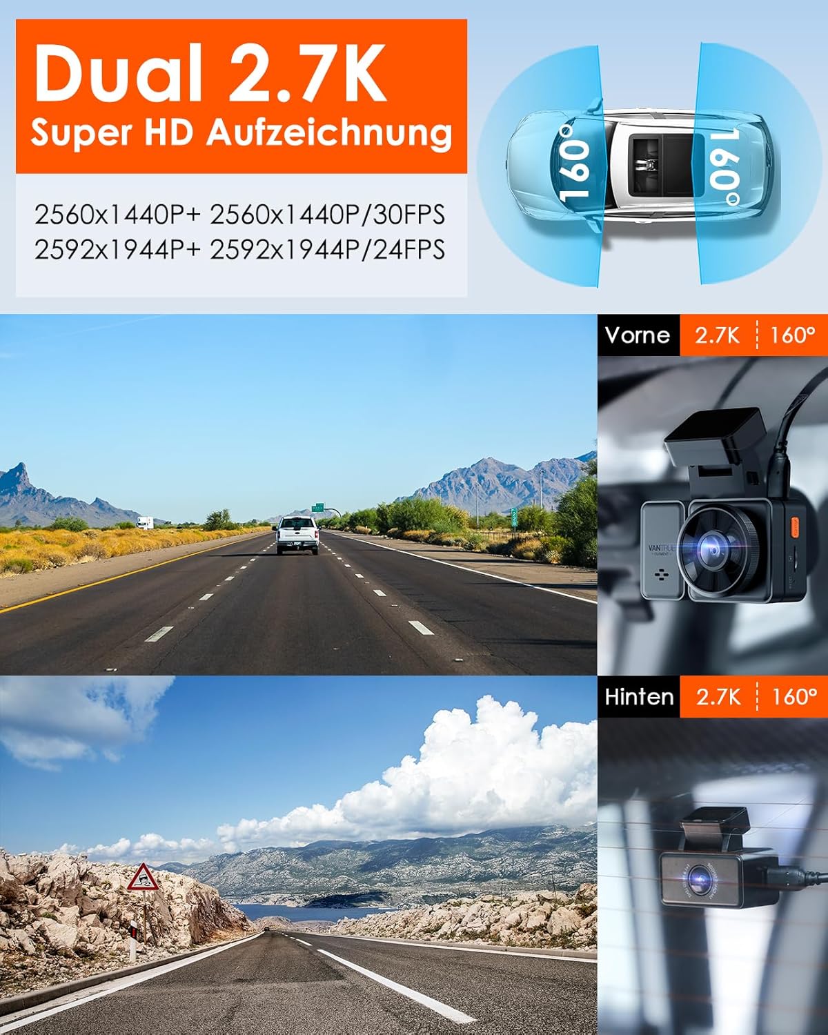 Dashcam – Autocamera – Auto Camera – Dashcam Voor En Achter – Dubbele Lens – 1944P Voor En Achter – 5GHz Wifi En WDR Nachtzicht