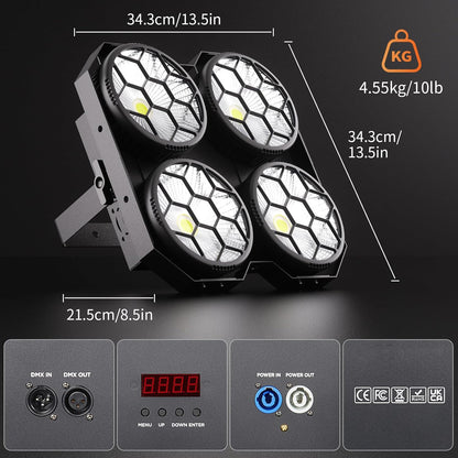 Parspotlight – LED Par Lamp – Podiumverlichting – DJ Licht – Feestverlichting – 4x100W COB LED – Kleurtemperatuur 3200-5600K – 25+30 Licht Effecten