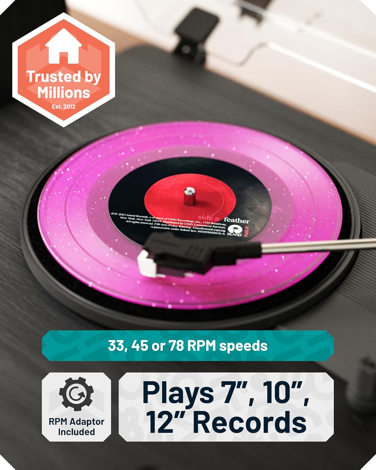 Platenspeler – Vinylspeler – LP-speler – Turntable – Record Player – Geschikt voor LP’s en Singles – Voor Thuisgebruik