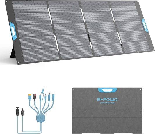 Opvouwbaar zonnepaneel 400 W, monokristallijn met 23,5% rendement, IP67 waterdicht - incl. standaard en Anderson adapter, compatibel met powerstation, generator, camper, camping