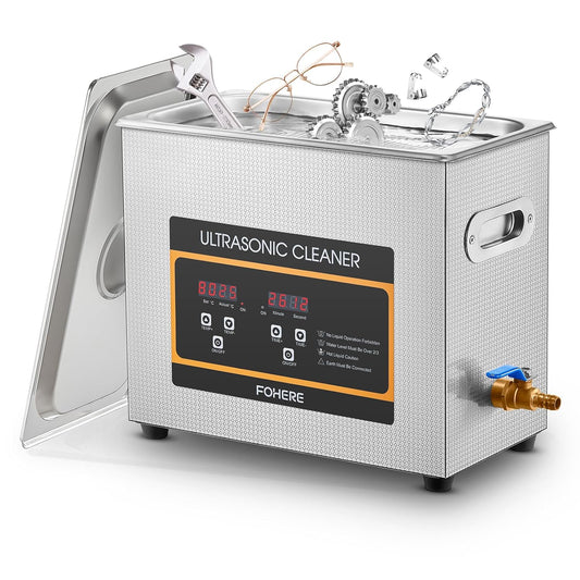 Ultrasoonreiniger – Ultrasone Reiniger – Brillenbad – Sieradenreiniger – Reinigingsapparaat – 6,5 Liter RVS Tank – 180W Ultrasoon Vermogen met Instelbare Verwarming en Timer