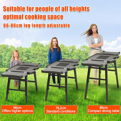 GFTIME Universele draagbare grillwagen voor Enders Urban, Weber Q100/Q200/Q300, Ninja Woodfire, Burnhard Wayne, opvouwbare outdoor grillstandaard met groot werkblad en in hoogte verstelbare poten