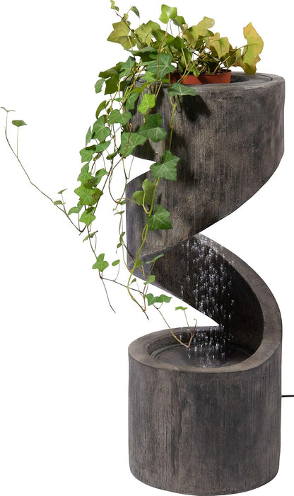 dobar® 96160e Venus Tuinfontein, groot design, terrasfontein met ledverlichting, waterval van polyhars, fontein voor buiten, decoratieve sierfontein, 31,5 x 31,5 x 79,5 cm