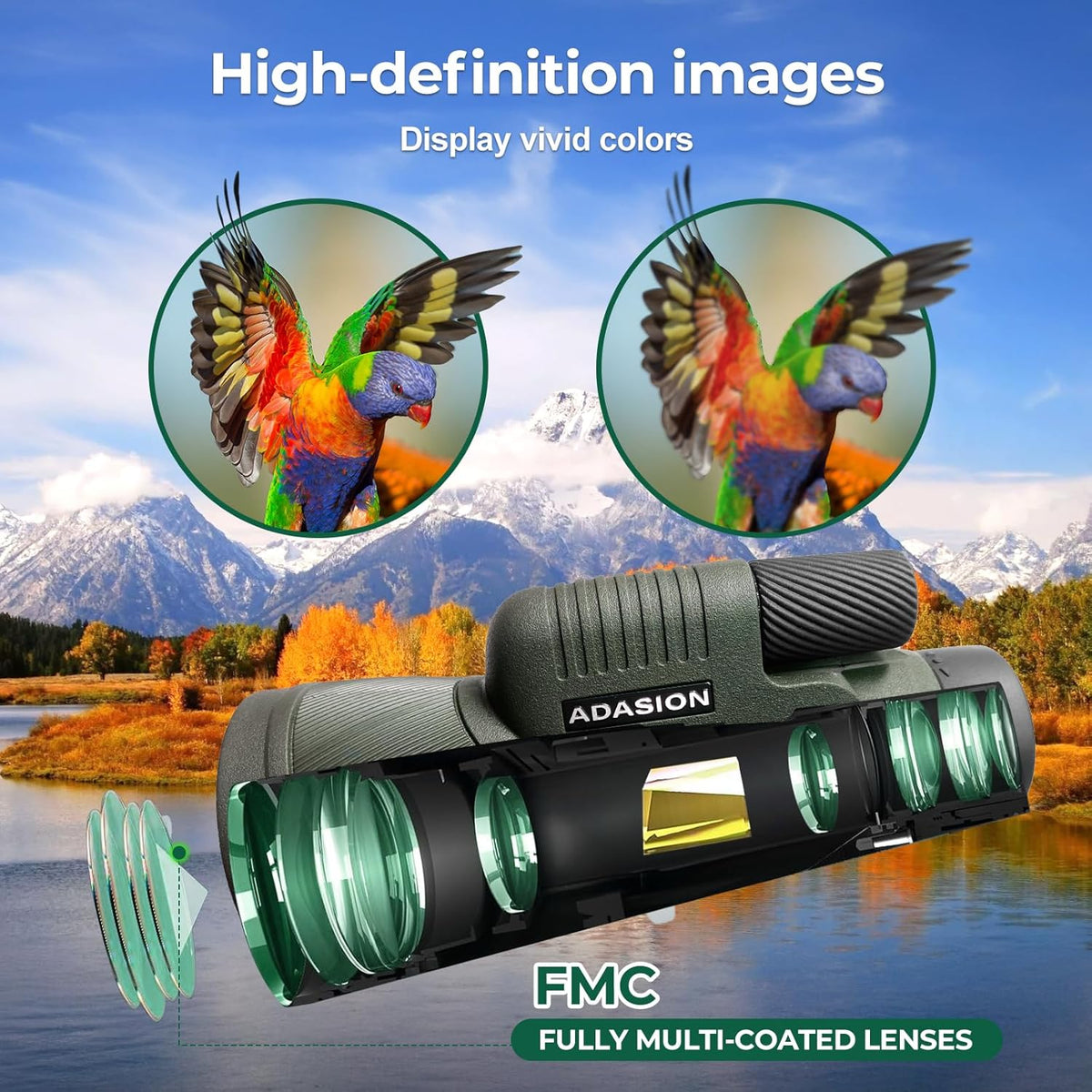 12x56 HD Monocular Telescope with Smartphone Adapter, Upgraded Tripod, Hand Strap - High Power Monocular with Clear Low Light Vision for Star Watching - Lightweight Monocular for Bird Watching Hunting