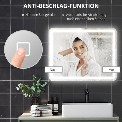 Badkamerspiegel – Wandspiegel – LED Spiegel – Verlichte Spiegel – Touch Spiegel – 70 x 90 cm – Anti-Condens – Geheugenfunctie
