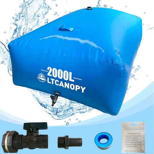 Wateropslagblaas – Opvouwbare Waterblaastank – Waterreservoir – Waterzak – Watertank – 2000 Liter – Stevig PVC Met Kraan en Irrigatieaansluiting