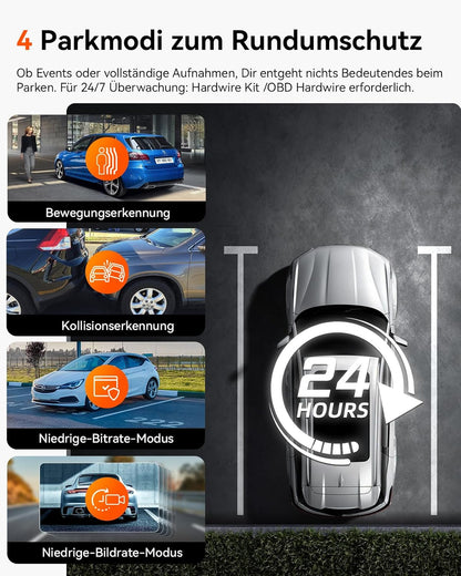 VANTRUE N2X 2,7K+1080P dashcam auto-interieur, STARVIS 2 Dual HDR nachtzicht dashcam, 2,5K/60FPS voorkant, GPS, WiFi, app en stembediening, 2″ 323° dashcam 24/7 parkeermodus, G Sensor, maximaal .512G