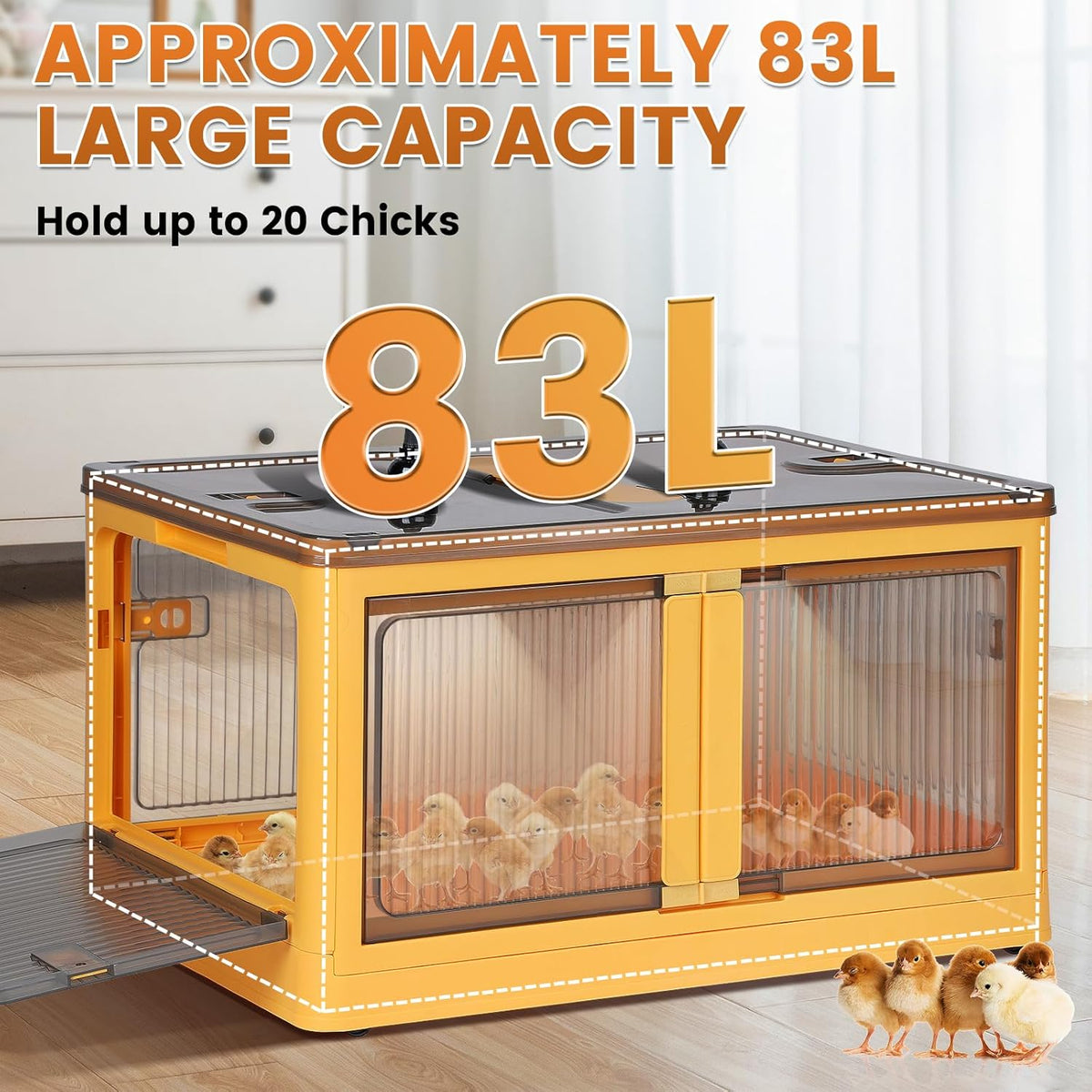 Incubator voor kuikens, 85 liter, opvouwbare broedbox voor gevogelte