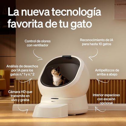 PETLIBRO Luma automatische zelfreinigende kattenbak met AI-camera, 24/7 geurcontrole, multi-katherkenning tot 10 katten, app-tracking, veiligheidssensoren, grote open bovenkant