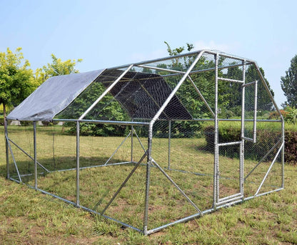 XXL Open Aviary for Pets 4x3x2m or Chicken Coop with Water Repellent Sun Hood and Door - QUORE