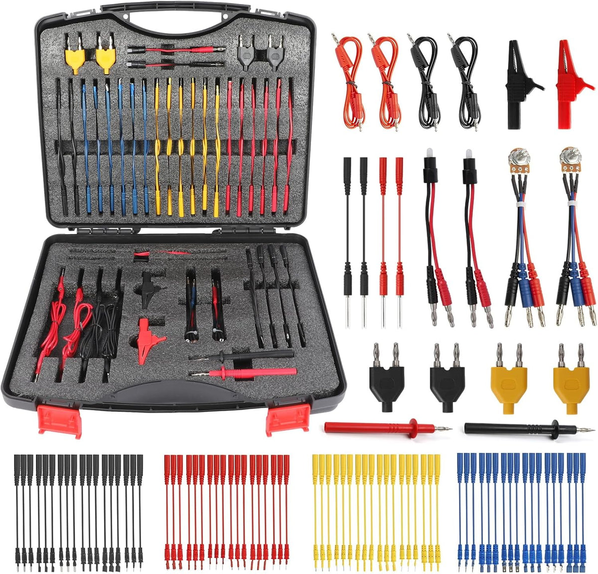 PLAYOCCAR 92 stuks Automotive Circuit Test Leads Kit, Multifunctionele Multimeter Elektrische Sonde Testkit Voor alle voertuigen, laboratoria, huizen, industrieën