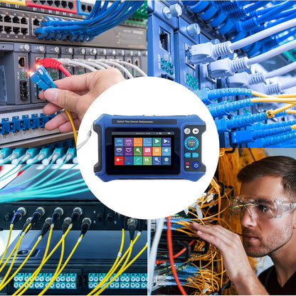 16-in-1 OTDR-glasvezeltester 1310/1550 nm, 11 cm touchscreen, OLT-evenementenkaart, geïntegreerde VFL OPM LS/OLS/RJ45-tester, RJ45-functies