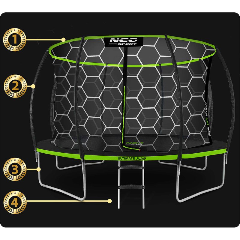 Trampoline – Tuintrampoline – Springkussen – Springmat – Buitenspeelgoed – 374 cm Ø – Inclusief Veiligheidsnet – Max 150 kg Belastbaar