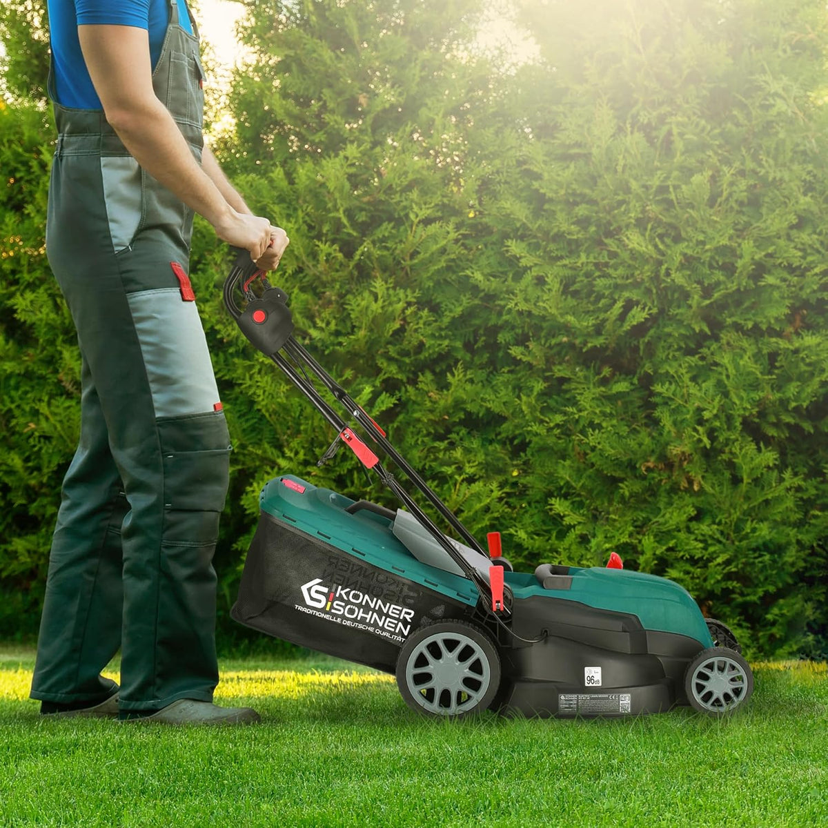 K&S Könner & Söhnen KS 42LM Elektrische grasmaaier, 1800 W, 420 mm maaibreedte, 25-80 mm maaihoogte, 5 standen, grasopvangbak van 40 liter, mulchfunctie