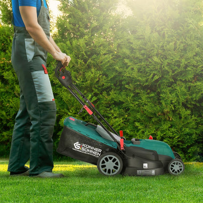 K&S Könner & Söhnen KS 42LM Elektrische grasmaaier, 1800 W, 420 mm maaibreedte, 25-80 mm maaihoogte, 5 standen, grasopvangbak van 40 liter, mulchfunctie