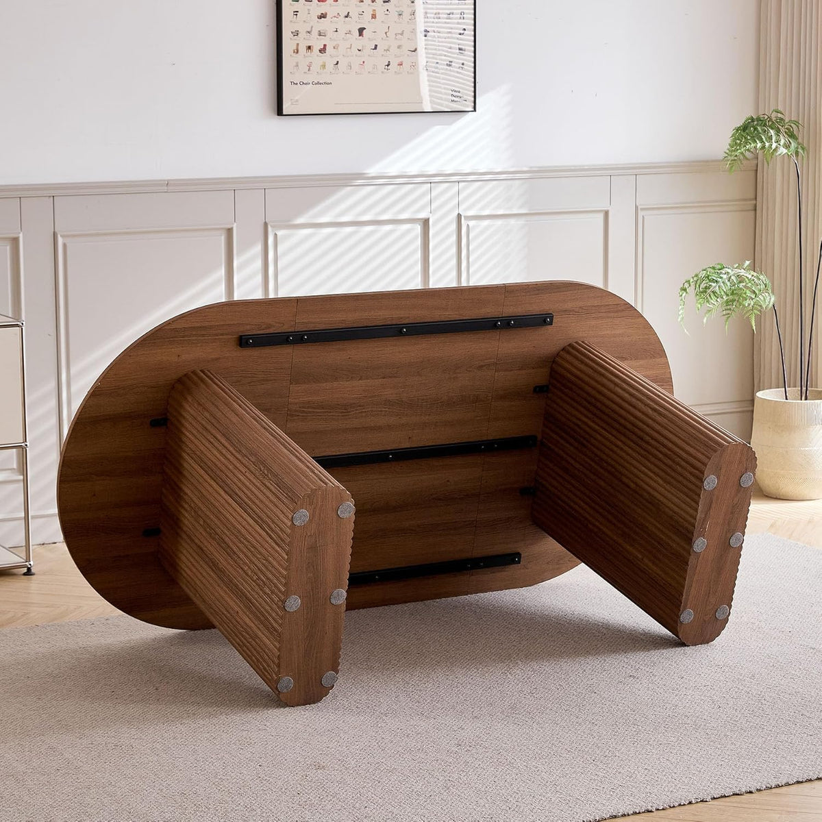 Grote Ovale Eettafel – Eettafel Rond – Keukentafel – Tafel Voor Restaurant – Werktafel – MDF Blad Met Houtnerf – Robuuste Elliptische Poten