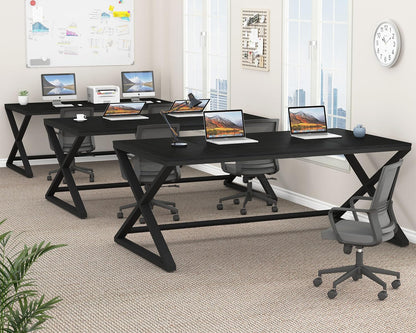 LVB Bureau, moderne grote computertafel voor thuiskantoor, houten tafel, werktafel, computertafel voor schrijven en leren in de slaapkamer, eenvoudig gamingbureau, zwart