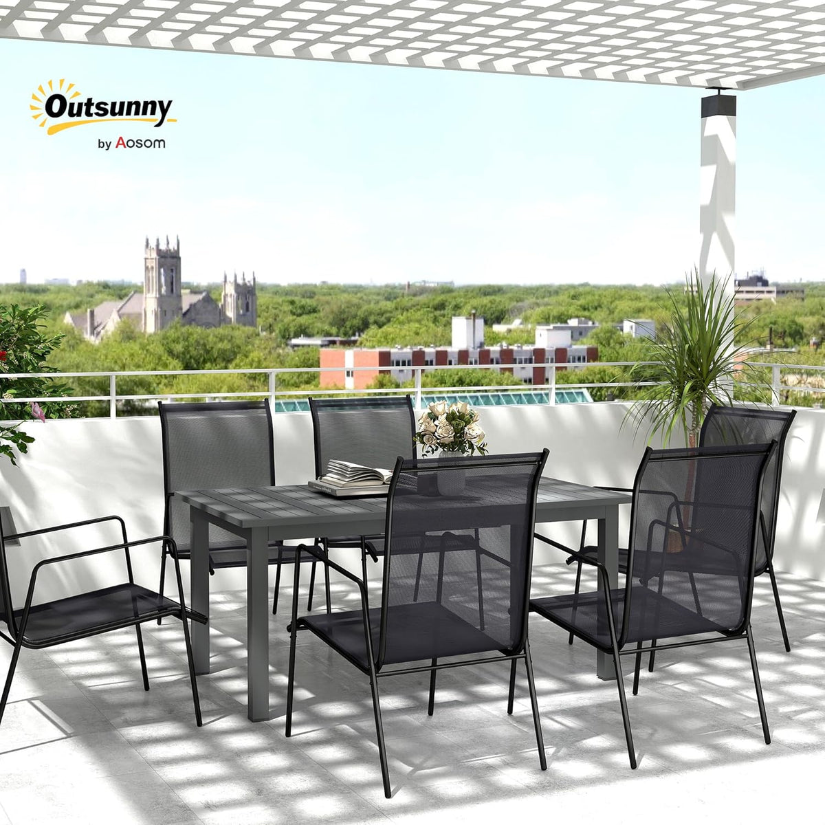 Outsunny Gartentisch Erweitert Aluminium 160/220x90cm Wetterfest Balcony, rutschfest Buffettisch Camping for 6-8 Persons, Outdoor Essisch für Garten, Terrasse Balcony Grau - QUORE