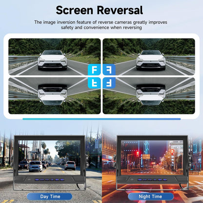 Wireless Digital Rear View Camera, 2 Camera Set with 9 Inch IPS Monitor, IP68 Waterproof Rear View Camera, Night Vision, Image Rotation, BSD, Loop Video, for Truck, Trailer, RV, Bus, - QUORE