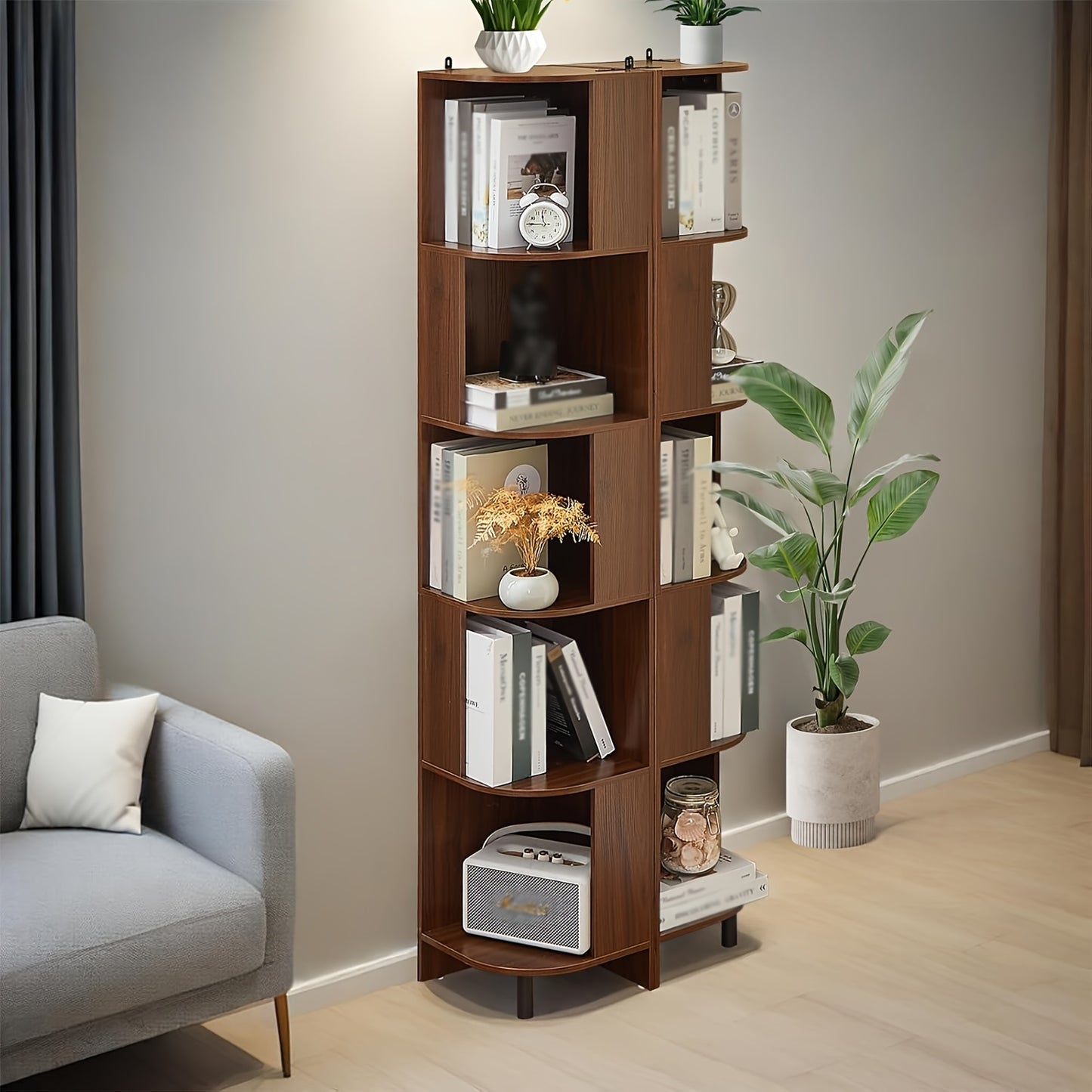 5-Laags Boekenkast – Vakkenkast – Opbergkast – Plankrek – Vrijstaande Rek – Modern Design – 68,58 cm Hoog – Bruin Houtenlook