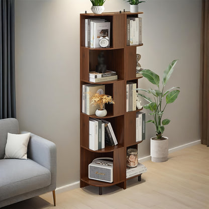 5-Laags Boekenkast – Vakkenkast – Opbergkast – Plankrek – Vrijstaande Rek – Modern Design – 68,58 cm Hoog – Bruin Houtenlook