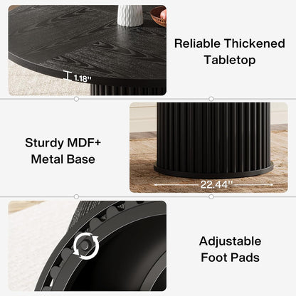 Tribesigns Black Round Dining Table for 4-6 People, 110cm Circle Kitchen Table with Sturdy Metal Base, Modern Dining Room Furniture