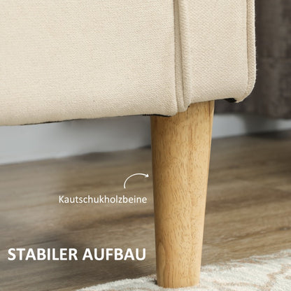 Bankstel – 3-zitsbank – Sofa – Slaapbank – Zetel – Stofbekleding – Met Opbergruimte – 166,5x62x82 cm – Crème wit