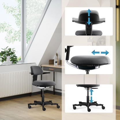 hjh OFFICE Ergonomische werkstoel Work 40 stoel met in hoogte verstelbare rugleuning, verstelbare zithoek en zitdiepte, stabiele nylon kruisvoet, donkergrijs