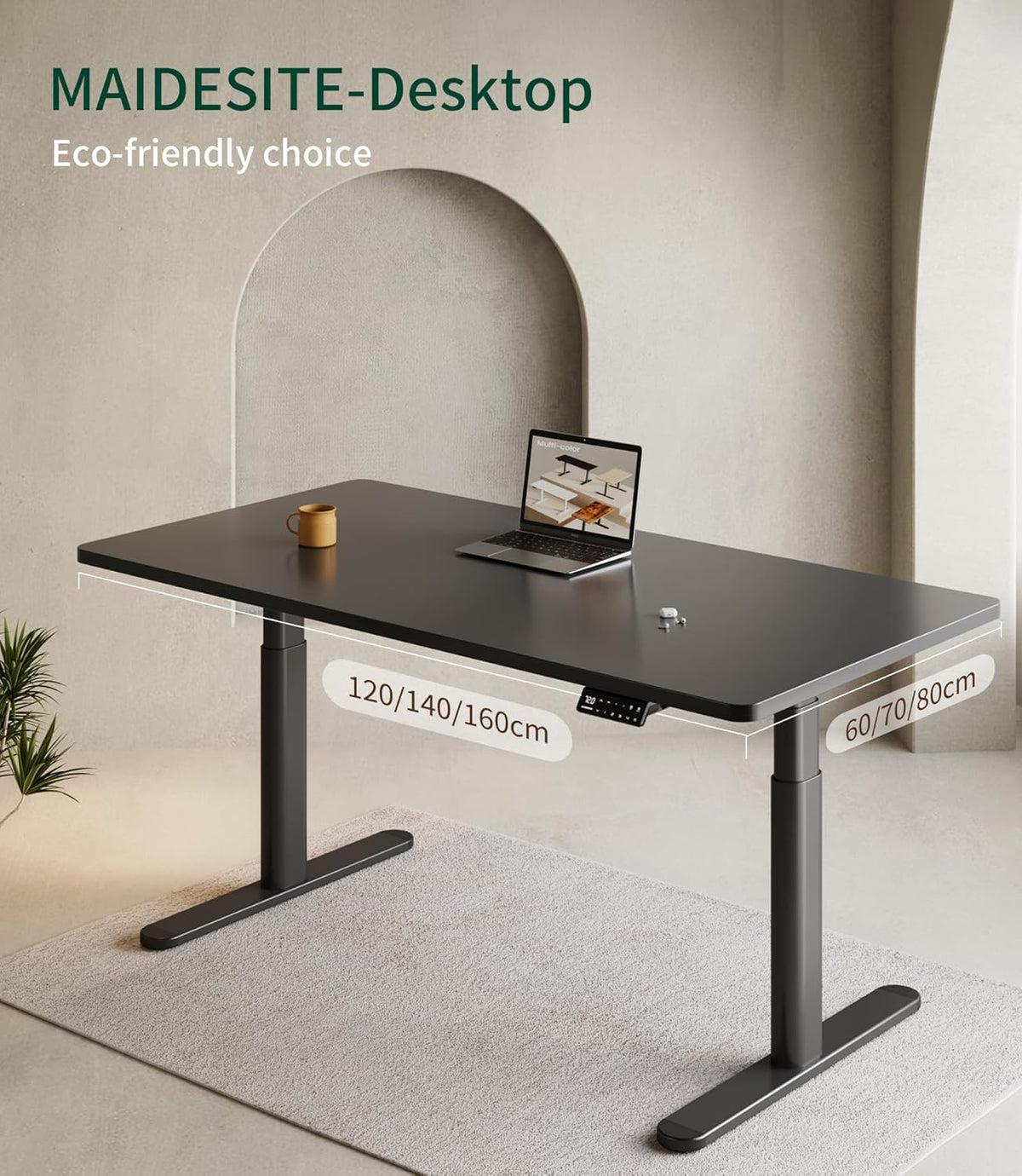 MAIDeSITe Tafelblad 120x60x2,5cm Bureaublad - DIY Stabiele kantoortafelplaat - Perfect voor in hoogte verstelbare bureaus