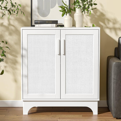 Rotan sideboard, keukenkast met verstelbare planken, landelijke stijl, buffetkast, hout, opbergkast, kantelbeveiliging, kast voor keuken, woonkamer, eetkamer, hal, 80 x 40 x 89 cm
