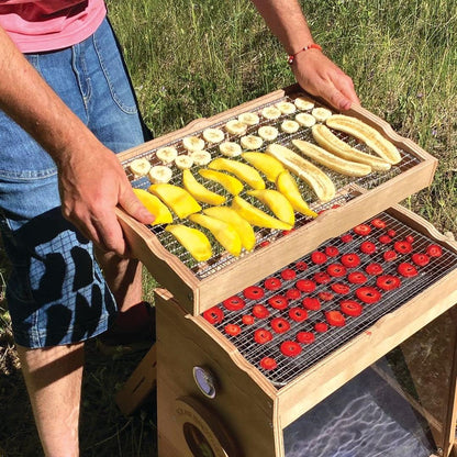 OMY Droger op zonne-energie, 200 W, 3 dienbladen van roestvrij staal, droogapparaat voor fruit, groenten en gedroogde planten, thermometer, ventilator, zonnepaneel