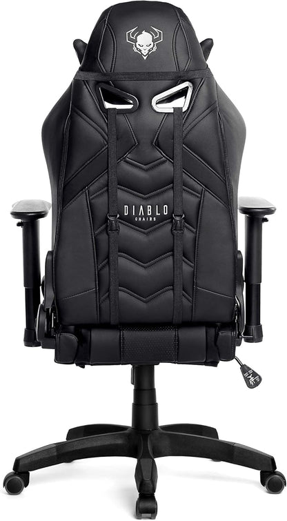 Diablo X-Ray Gaming Game Stoel Gaming Chair Bureaustoel 4D Armleuningen Ergonomisch Ontwerp Kunstleer Perforatie Kantelfunctie Zwart-Grijs Kido (S)